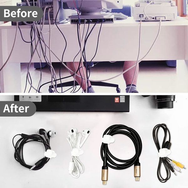 Johdinsiteet Uudelleenkäytettävät silikonikaapelihihnat 16kpl Valkoiset Johdinsiteet Johdinkotelot kuulokkeille Puhelinlaturi Äänikaapeli Tietokone (valkoinen)