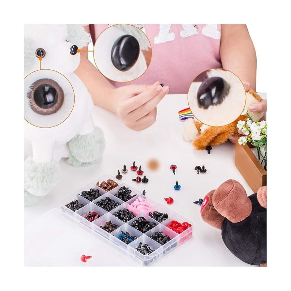 752 st Säkerhetsögon och näsor för Amigurumi fyllda virkade ögon med brickor Craft Doll Eyes för Amigurumi Nallebjörn