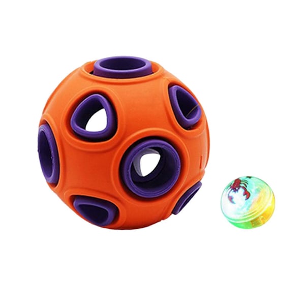 Hunde Bolde med Klokke Lyd Gummi Springende Hent Bold Tyggemodstandsdygtig Tandrensning Anemone Interaktiv Bold til Hvalpe Små Mellemstore Hunde Interaktiv Pl Purple A