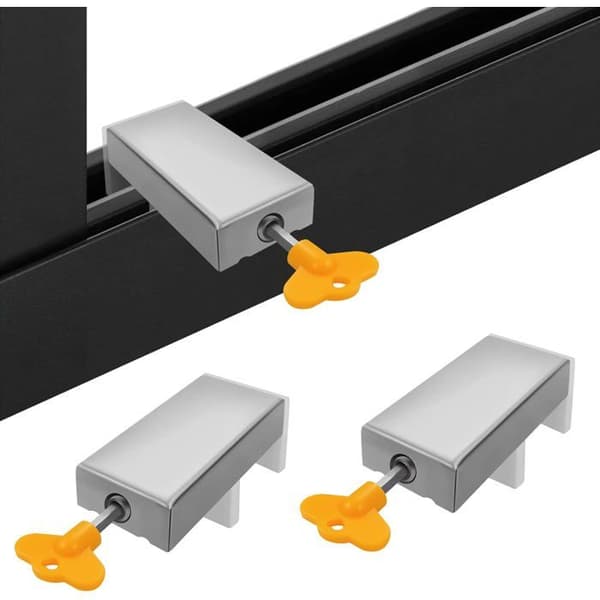 2-delt sæt med nøgle, sikkerhedslås til dørkarm i aluminiumslegering, dobbelt skydelåse til vinduer