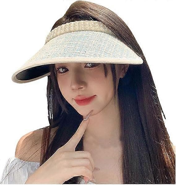 Strandhatte til kvinder Bredskygget solhat til kvinder Solhatte til kvinder med UV-beskyttelse Elegant tofarvet patchwork sommerhat Khaki