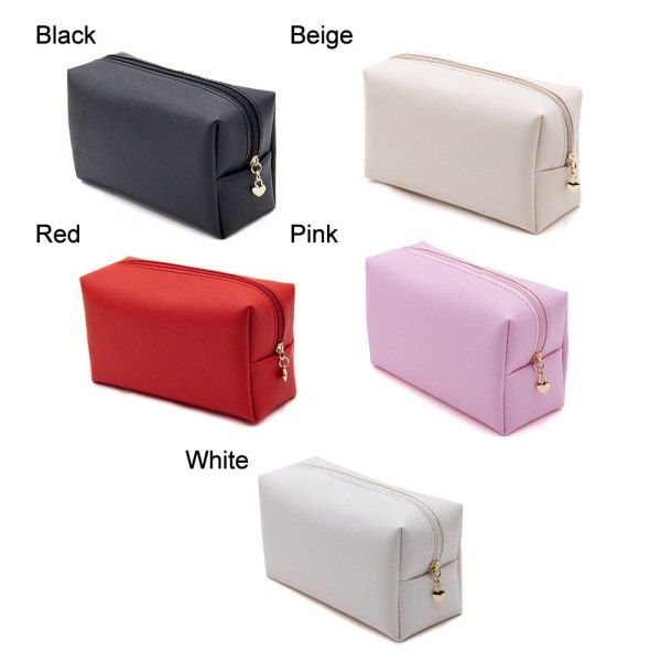 PU Kosmetisk Taske Bærbar Makeup Taske beige