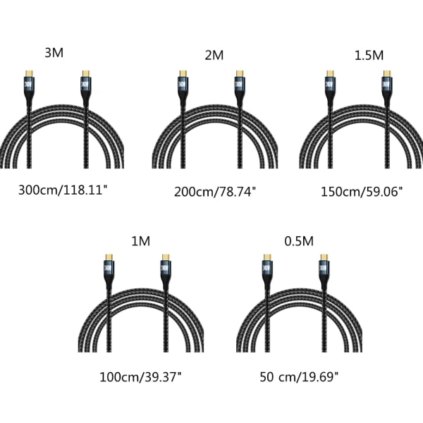 240W Type-C-kabel USB C Hurtigopladerledning 48V5A Strøm Hurtig PD Opladningskabel Datasynkroniseringsledning 3m