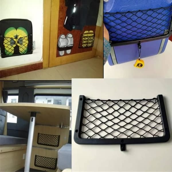 Netopbevaringsnet til bilsæde, 36 x 18 cm, stort net til opbevaring, autocamper,