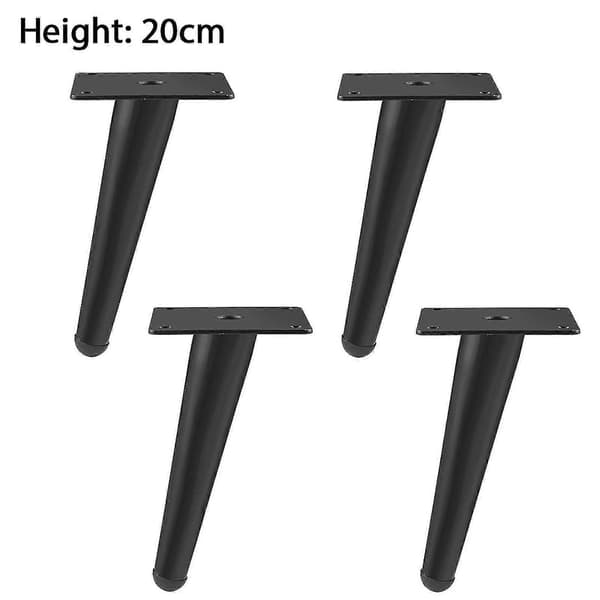 4 stk Møbelføtter Jern R- Koniske møbelben for bord -yogu Matte Black 20cm 4PCS