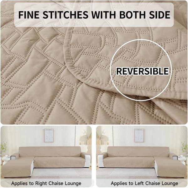 Ystyle 4-sits hörnsofföverdrag, halkfritt hörnsofföverdrag, vattentätt (285cm, beige)