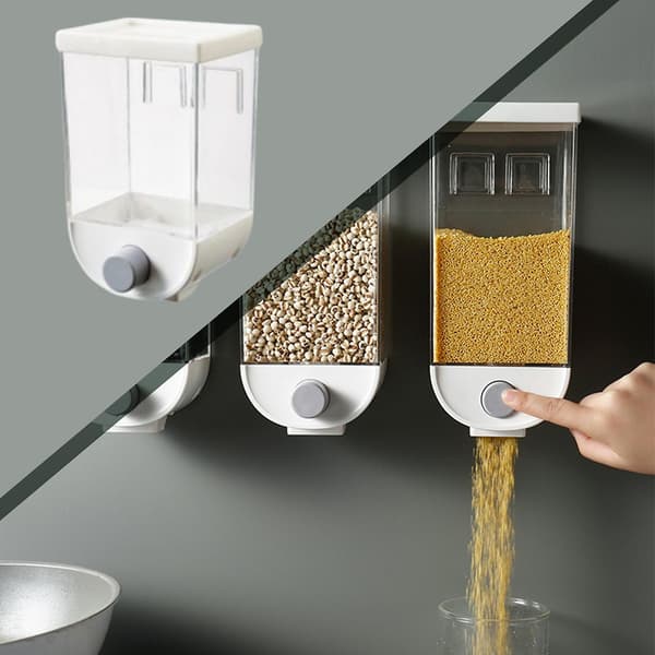 Veggmontert matdispenser Matlagringsbeholder for korn ris tørr mat S