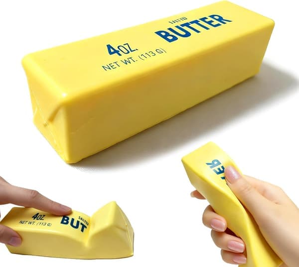 Smör Squishy Leksak, Långsamt Stigande Ostkub Stresslindrande Fidget Leksak för Barn & Vuxna