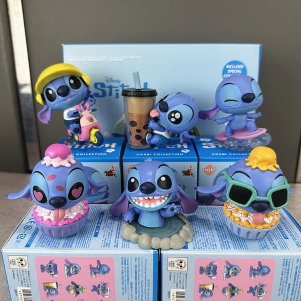 Lilo og Stitch blindboks, håndlaget samling av Stitch søt dukke, skrivebordsornamenter, dukkebursdagsgave 9 pcs non-repeating