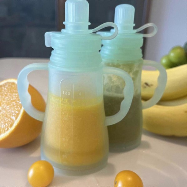 Gjenbrukbar Matposefyller for Spedbarn Babymat Puree Maker Klem Mat Oppbevaringspose Multifunksjon Blå Blue