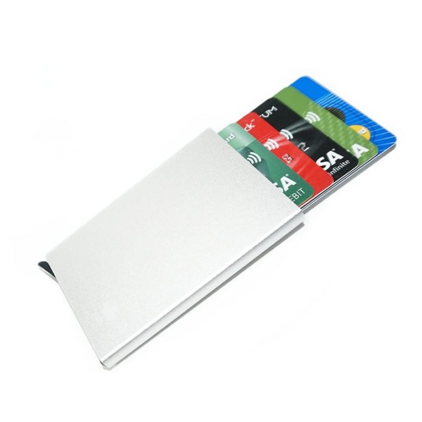 Hopeinen korttipidike liukuu eteenpäin 5 korttia - RFID turvallinen Hopea one size