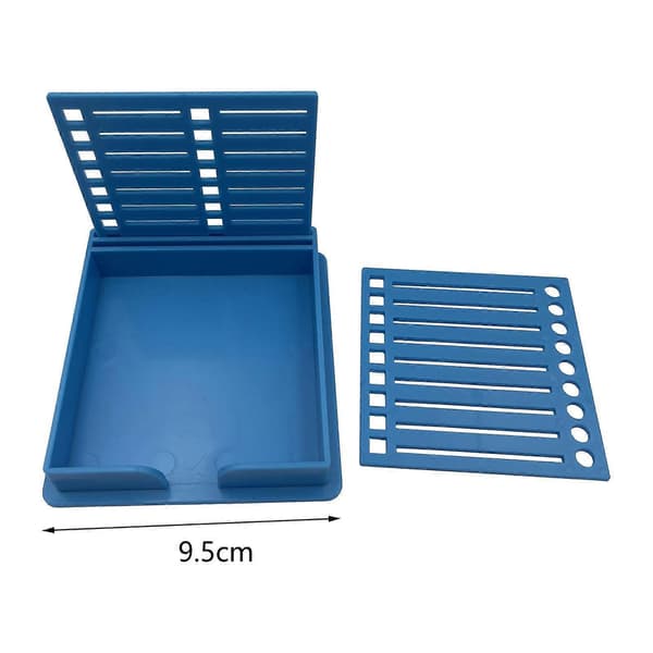 Sticky Note Holder med Stencil Sticky Note Skabelon til Kontorbord Hjem Blue 9.5cmx9.5cm