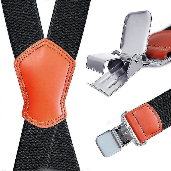Herre Seler med Meget Stærke Metalspænder Brede Heavy Duty Seler One Size Fits All Mænd og Kvinder Justerbar og Elastisk X Form (1 stk, Sort)