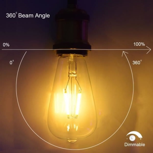 6X E27 LED-lampa 4W dimbar vintage Edison