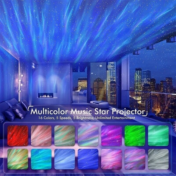 Nordlys Galaxy projektorlampe Aurora projektor nattlys