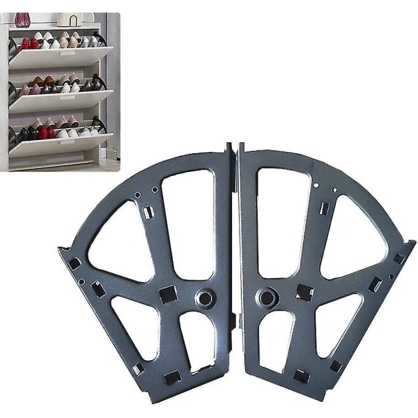 2-pak skoskabshængsler i rustfrit stål med faldramme og skoopbevaringshylde - Sort Hao