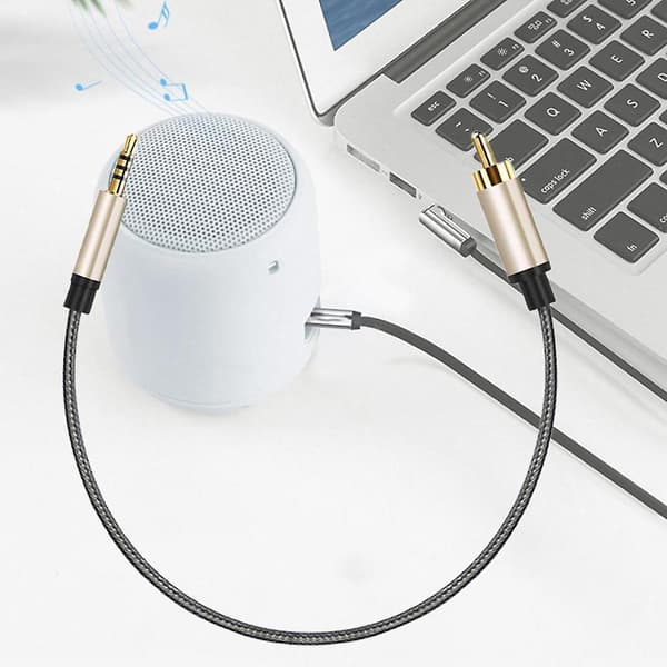 3,5 mm til han RCA Audio Stereo Adapter Koaksialkabel, Forgyldt Stik 1m