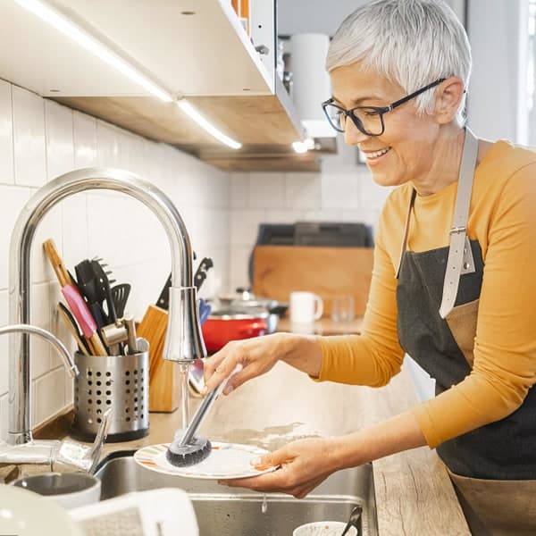 Tråd børste, oppvaskbørste med wok-kule
