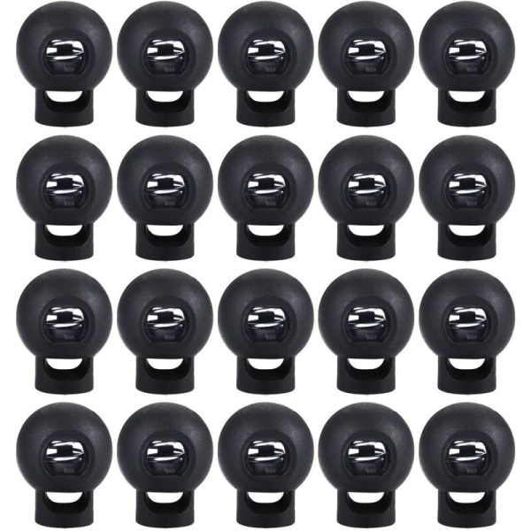 50pcs Drawstring Clip Single Hole Drawstring Stop Round Stop End Drawstring Closure Black