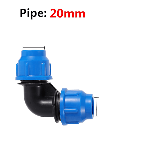 PE-rörkopplingar med innerdiameter 20 mm, T-koppling, armbåge, 4-vägs snabbkoppling, växthus, jordbruk, bevattning, vattenrörskopplingar - AU Elbow