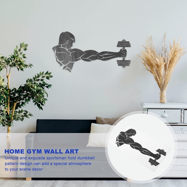 Sportsman Hold Dumbbell Decal Gym Wall Decal Wall Sticker Gym Wall Art selvklæbende Decal