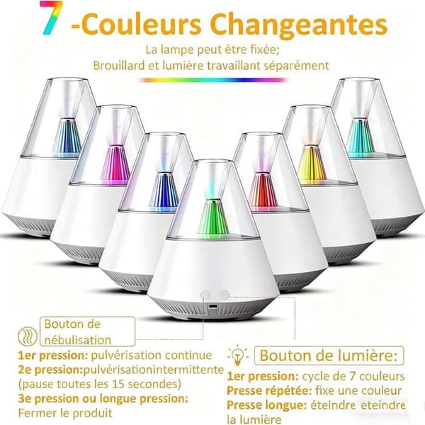 Diffuser til æteriske olier, ultralyds-diffuser, med fjernbetjening, 7 farve lyseffekter, natlys, 150 ml, sort.