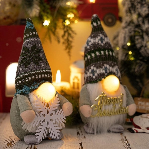 Nisse Dukke LED Julepynt med LED Næselys Rudolph Julepynt til Hjemmet Jul Nytår G