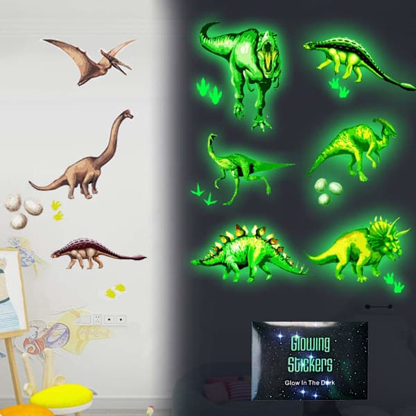 Selvlysende Dinosaur Veggklistremerker, Selvklebende DIY Dekaler