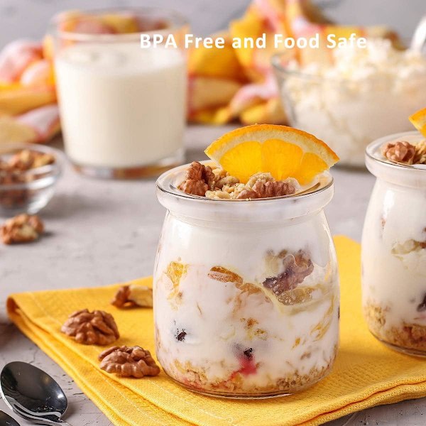 200ml Yoghurtpudding Glasburkar med Plastlock Mini Kopp Små Glasflaskor (6)