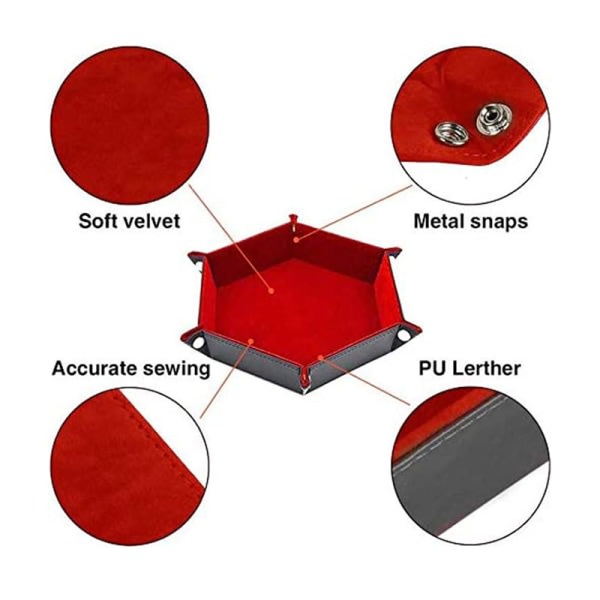 Terningbrett i skinn, sammenleggbart sekskantet terningbrett, terningholder, egnet Purple