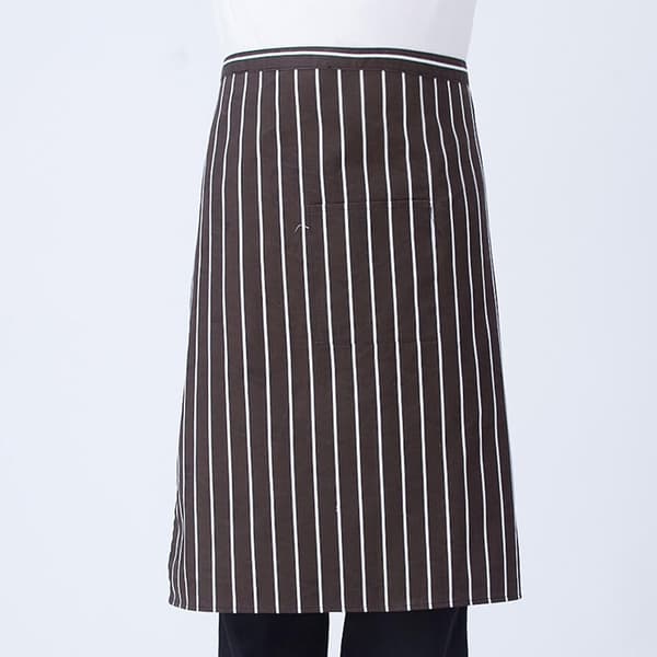 Renikh Randig Rutig Halvlång Kort Midje Förkläde med Fick Catering Kock Servitör Bar BlackPattern