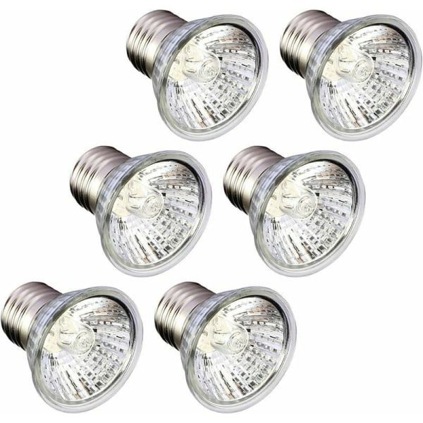 FlkwoH 75W UVA UVB Reptil Lampe Lyspære Skildpadde Solbadning UV Lamper Varmelampe Lyspære til Reptiler Akvarium Skildpadde, Firben, Slange, 6-pak
