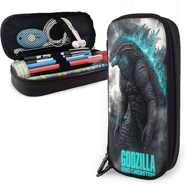 Godzilla 1 Pennfodral i Läder Stor Kapacitet med Blixtlås Stor Förvaring Pennor Penna Påse Box Organizer Praktisk Väska Hållare bd006104