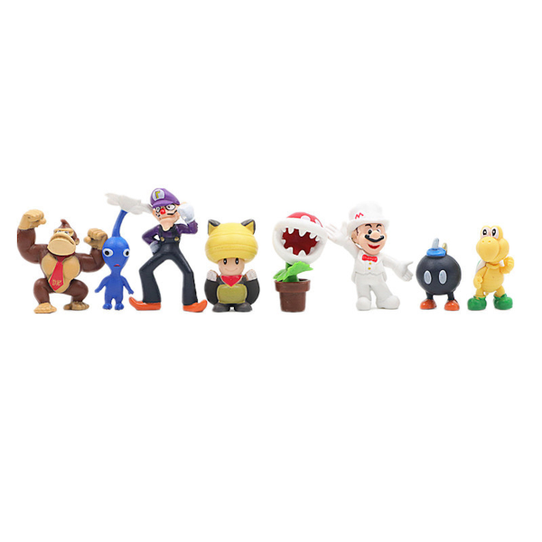 48th/ Set Super Mario Family Luigi Yoshi Bowser Wario Peach Toad Daisy Figure Model Toys