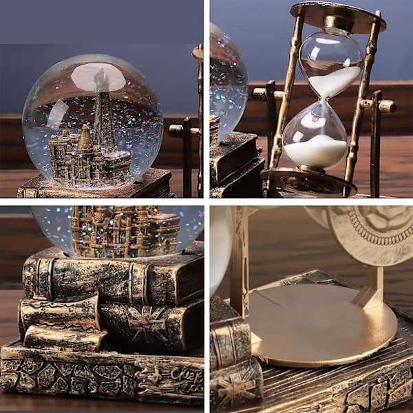 LED Musik Krystal Sne Globe med Timeglas Timer Boligindretning