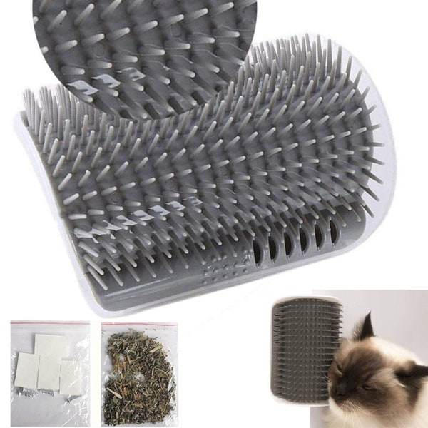 Kattklorare - Kattborste - Hörnmontering - Kattgrå