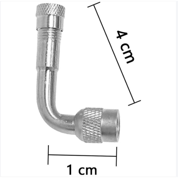 2-pak Universal Motorcykel Scooter Ventilforlænger Adapter Messing Vinklet Sølv 90 degrees