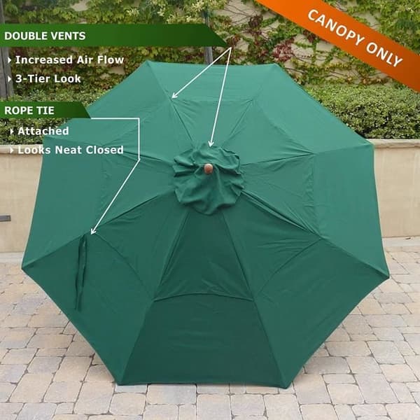 Udskiftningsdug til YSTP udendørs parasol - Grøn - Diameter 3m - 8 ribber