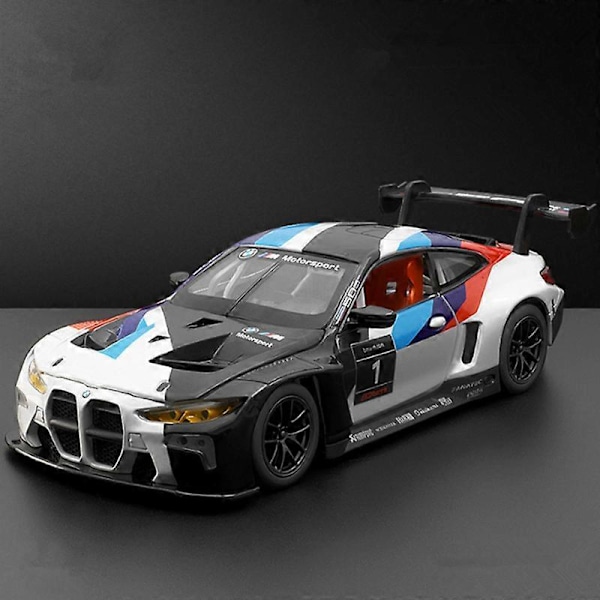 1:24 M4 GT3 Legert Sportsbil Modell Støpt Metall Leketøy Bil Kjøretøy Modell Simulering Lyd og Lys Samling Barnegave M6 GT3 White