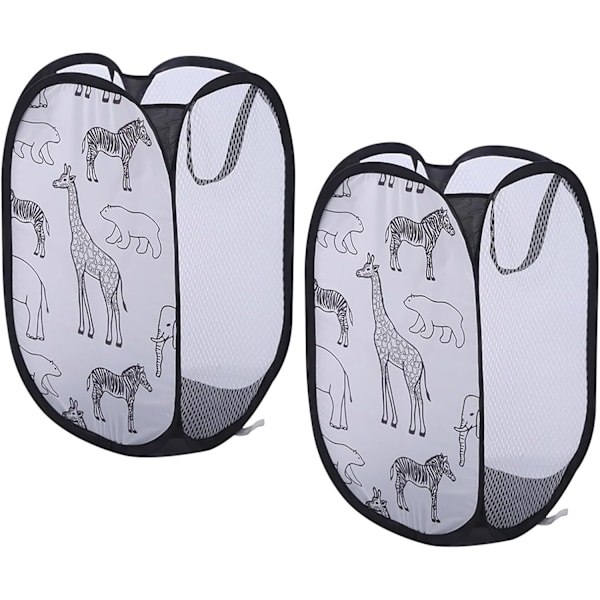 2 Sammenleggbare kleskurver, klesvaskpose, sammenleggbar pop-up kleskurv med håndtak, for organisering av barnerom, leker, klær, 30 x 30 x 48 cm Black