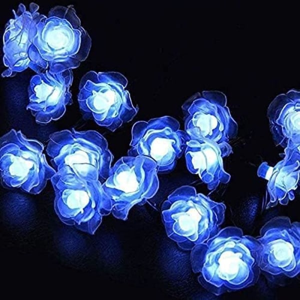 Solcelled Julebelysning, 30 Vandafvisende LED Rose Havedekorationer Blue