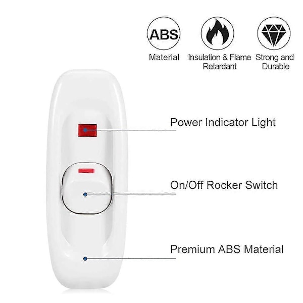 Ledningsbryter med vippebryter for lampe, ledningsbryter, lampebryter, inline på/av-bryter, 2 stk 250v 10a inline på/av bordlampe ledningsbryter Chumia