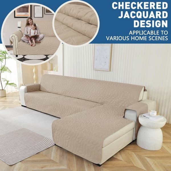 Ystyle 4-sits hörnsofföverdrag, halkfritt hörnsofföverdrag, vattentätt (285cm, beige)