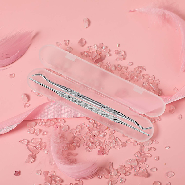 2 st Ingrodda Nagelfil & Lyftverktyg med Förvaringsfodral, Rostfritt Stål Ingrodda Nagelverktyg, dubbelsidigt Professionellt Nagelrengöringsverktyg