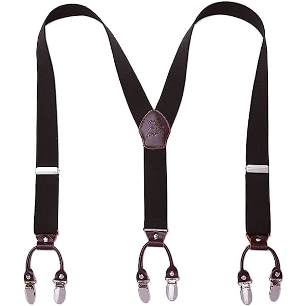 Herre Seler Y-Style Seler One Size Justerbare Seler Bukser Seler Salopette Seler Stærke Metal Klips Herre Seler (Sort)
