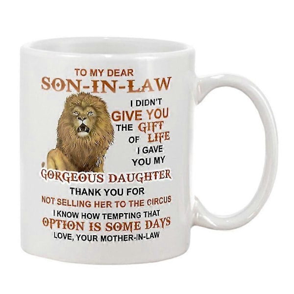 Mug till Min Kära Svärson - Bokstavs- och Mönstertryckt Mugg, Diskmaskins- och Mikrovågsugnssäker