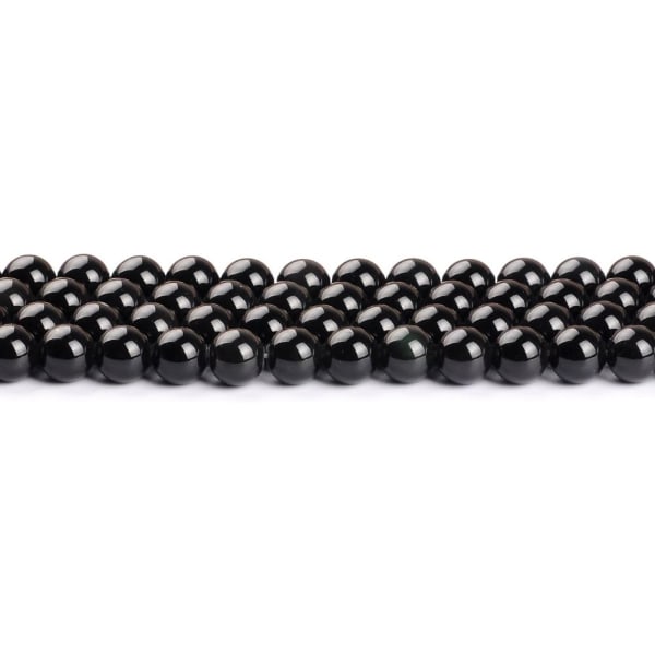 Svart Obsidian ädelsten runda lösa pärlor Naturstenspärlor för smyckestillverkning (10 mm)