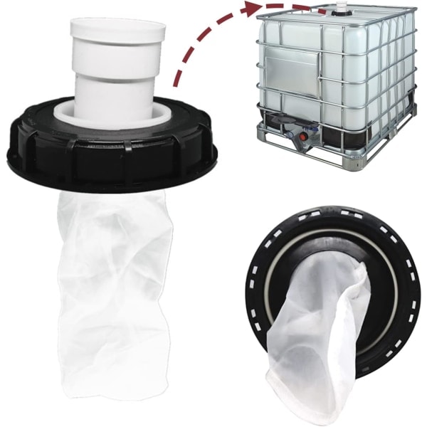 IBC-kannen suodatin, sadevettensuodatin, pestävä nylon, kannella, 165mm - 245mm, vesisuodatin, sadevettensäiliön tarvikkeet (165mm, pystysuora)