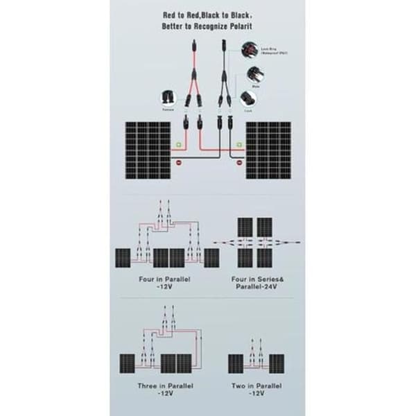 Professionel stik til solcellekabler (1 til 2 ben) MMF + FFM solcelleadapter, 1 par