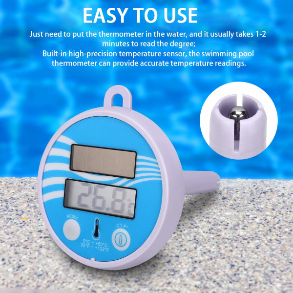 Solar bassengtermometer, digitalt vanntermometer, solenergi digitalt bassengtermometer for svømmebasseng, spa, boblebad
